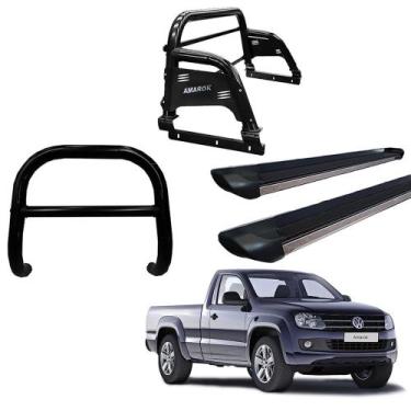 Imagem de Kit Quebra Mato Estribo Preto Brilhante/Santo Antônio H3/Amarok CS Pre