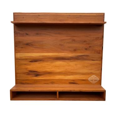 Imagem de Painel em Madeira de Demolição 133 x 133 com Prateleira e Nicho Peroba Rosa Sudeste Rústico