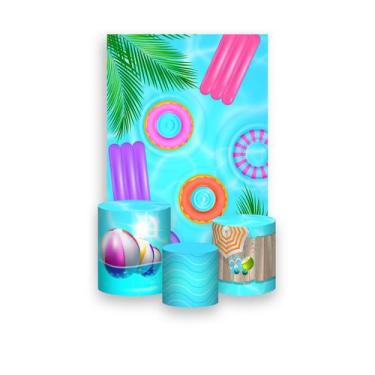 Imagem de Painel De Festa Vertical 1,50 x 2,20 + Trio De Capas Cilindro - Pool P