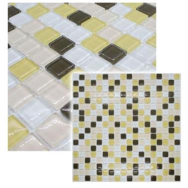 Imagem de Pastilha de Vidro Cristal Marrom Amarela Mescla 30x30cm - La Bella Gri