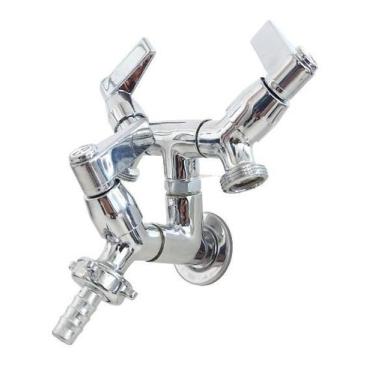 Imagem de Torneira Metal 3 Saídas MULTIUSO Tanque Tanquinho Máquina De Lavar - O