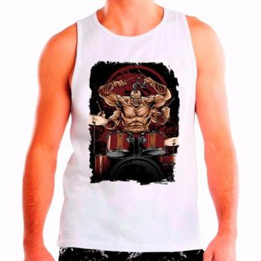 Imagem de Regata Masculina Branca Goro Bateria Mortal Kombat - DESIGN CAMISETAS,