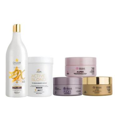 Imagem de Kit Cronograma Capilar + Pó Descolorante Active  + OX 40 Vol - Dyusar 