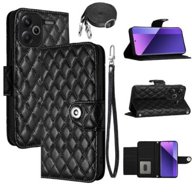 Imagem de Dswteny Capa carteira para Xiaomi Redmi Note 13 Pro Plus 5G com alça de ombro transversal, padrão Argyle, capa de celular flip de couro com suporte de crédito para Redmi Note 13 pro+ meninas mulheres