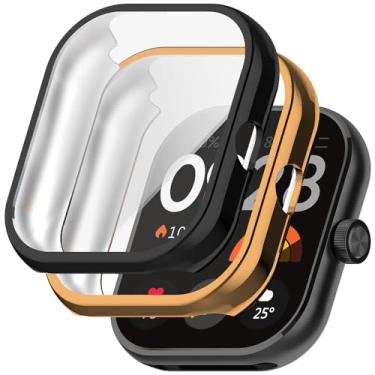Imagem de Accdeny [2 peças de capa compatível com xiaomi redmi watch 4, capa protetora completa preta de alta transparência com protetor de tela, [antimanchas] [resistente a arranhões] TPU preto ouro rosa