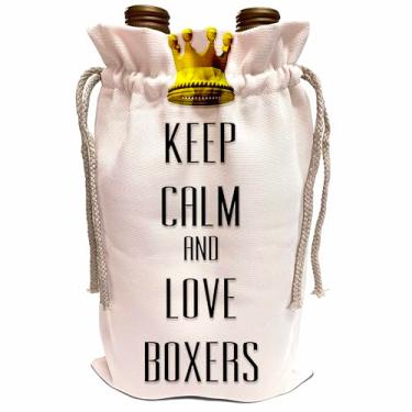 Imagem de 3dRose Boxers Gold Crown Keep Calm And Love - Saco de vinho, 34,3 x 21,5 cm, bege