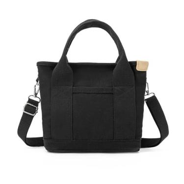 Imagem de Bolsa de lona com zíper para mulheres bolsa tiracolo moderna bolsa de ombro bolsa Hobo bolsa carteiro com compartimentos, Preto - S, 9.05x5.9x8.26in