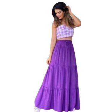 Imagem de saia rodada três marias moda evangélica - M&K, Roxo