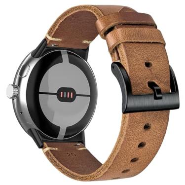 Imagem de FIILIIX Pulseira de relógio de couro macio de chifre compatível com o relógio Google Pixel2/Pixel 3, pulseira de substituição elástica para relógio inteligente Pixel