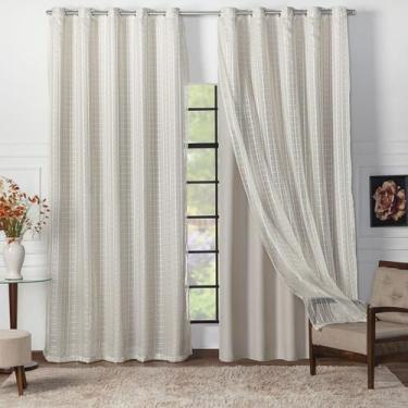 Imagem de Cortina Tecido Blackout Com Voil Xadrez Para Janela 5,00m x 2,70m - MH