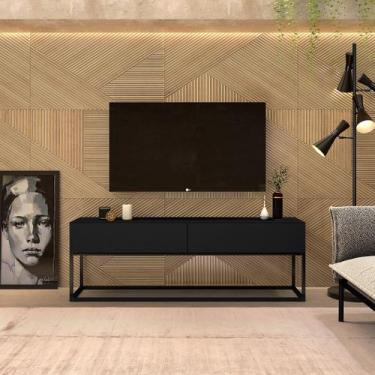 Imagem de Rack Eros Estilo Industrial 140cm Sala Estar Preto - LCN Moveis