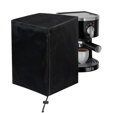 Imagem de Klmnop Capa para cafeteira, capa impermeável para máquina de café com cordão, capa universal contra poeira para eletrodomésticos de bancada em casa (preto)