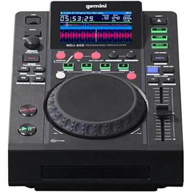 Imagem de Gemini Sound Leitor de mídia MDJ-600 profissional de áudio para DJ/CDR com tela colorida de 4,3 polegadas, roda de jogada de 5 polegadas e toca-discos programáveis com controlador MIDI
