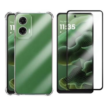 Imagem de Capa Capinha Case Anti Impacto Transparente Premium Silicone + Película de Vidro 3D para Moto G35