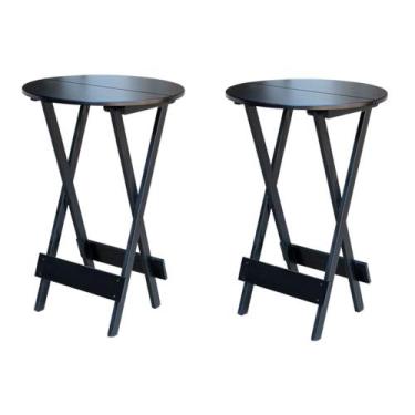 Imagem de Kit 2 Mesas de Madeira Bistrô Dobravel Ideal para Bar e Restaurante Pr