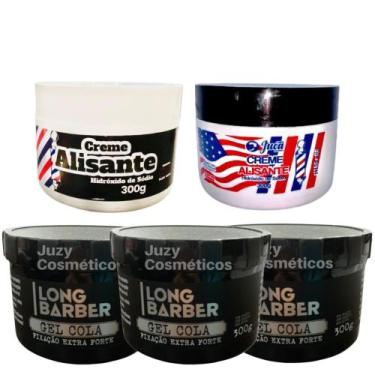 Imagem de Kit 2 Alisante Americano 300g Juca + 3 Gel Long Barber 300g - Juca Men