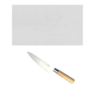 Imagem de Tabua Corte LISA branca 50x30 - Polietileno - com faca Sushi - Utensil