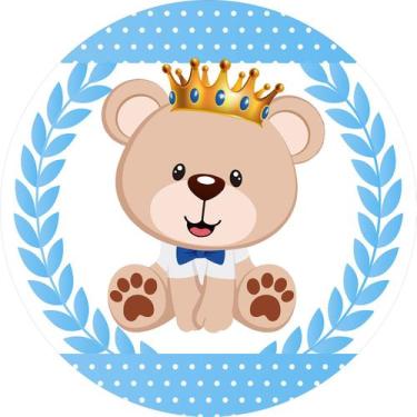 Imagem de Painel De Festa Redondo 1,50x1,50 - Ursinho Príncipe Azul Claro 008 - 