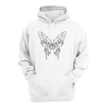 Imagem de Moletom Canguru Borboleta Fogo Blusa Inverno - SEMPRENALUTA , Branco, 