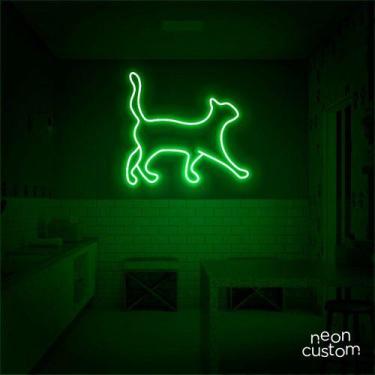 Imagem de luminaria letreiro Neon Led Gato 90x80 luminoso decoração p/ selfie - 