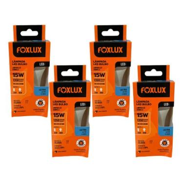 Imagem de Lampada Led Bulbo 15w 6500 K Foxlux Bivolt Kit 04 Und, Branco-frio