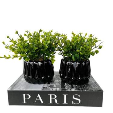 Imagem de Decoração sala livro porta objetos e dupla vaso preto 3D - Dünne It