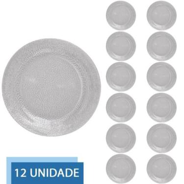 Imagem de 12 Pratos Redondos Fundo 22cm Acqua Refeição Transparente - NADIR FIGU