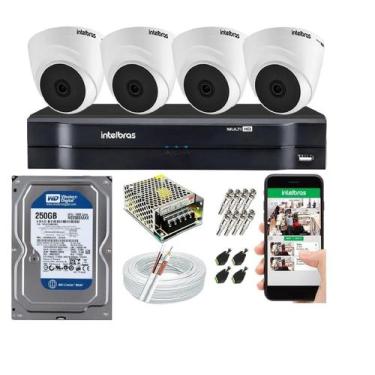 Imagem de Kit Cftv 4 Câmeras Intelbras Dome Vhc 1120D E Dvr Mhdx