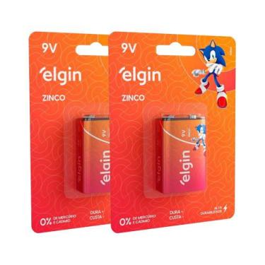Imagem de Pilhas Bateria 9v Zinco Elgin 2 Cartela com 1 Bateria 9v Brinquedo Rad
