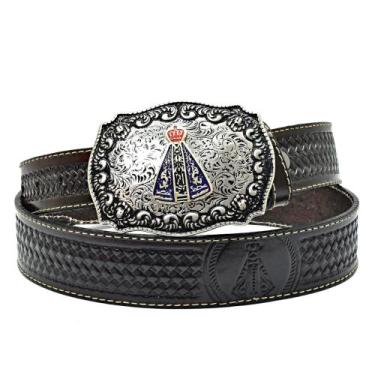 Imagem de Cinto Country Em Couro Nossa Senhora Masculino e Feminino Atrevidu's -