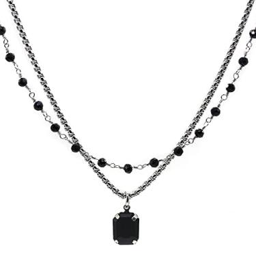 Imagem de YOUQIANREN Colares em camadas para mulheres joias delicadas da moda, presentes pequenos para meninas adolescentes colares em camadas coisas estéticas fofas, Vidro, Âmbar