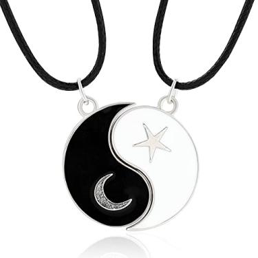 Imagem de MISS RIGHT Colares de gato Yin Yang para mulheres, homens e meninas, de aço inoxidável combinando, para casais, quebra-cabeça, cachorros, para 2 pessoas, presentes engraçados para amantes de cães e gatos, 21 inch, Aço inoxidável, Sem Pedra Preciosa