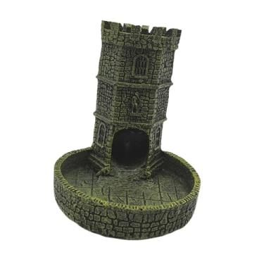 Imagem de Almencla Torre de dados do castelo com bandeja acessório para jogos de tabuleiro armazenamento resina aleatório parede escultura dados rolamento bandeja para, Amarelo Verde