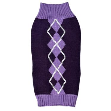 Imagem de (X-Large, roxo) - Argyle Knit Pet Sweaters Roupas para animais de estimacao