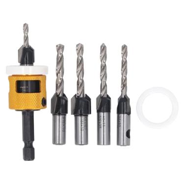 Imagem de Conjunto de Brocas Escareadoras de Haste Hexagonal para Marcenaria, Remoção Eficiente de Cavacos Com Batente de Profundidade Ajustável, Brocas Cônicas M2 HSS Com Escareadores de