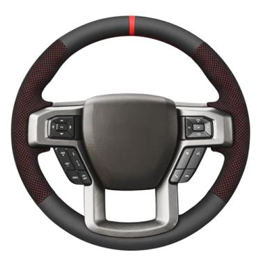 Imagem de MEWANT Capa de volante costurada à mão para Ford F-150 2015-2020 / F-250 2017-2021 / F-350 2017-2021 / F-450 2017-2021 / F-550 2017-2021 / F-6000 2020 -2021 / F-650 2021 / F-750 2021