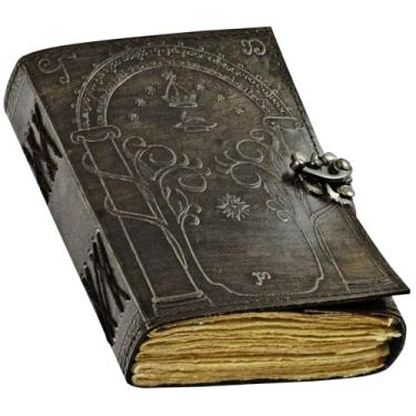 Imagem de Doors of Durin Tolkien Lord of the Ring Diário de couro em relevo, livro Hobbit Jrr Tolkien livros senhor dos anéis Livro das Sombras Caderno Grimório Materiais de bruxaria Mercadoria Presente para