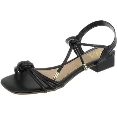 Imagem de Sandália Via Angel Feminina com Salto Baixo Grosso, Tiras Trançadas, 58.03 (Preto, BR, Adulto, Numérico, 40)