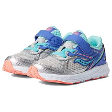 Imagem de Saucony Cohesion 14 Alternative Closure JR Running Shoe, Silver/Periwinkle/Turq, 5 US Unisex Little Kid