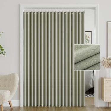 Imagem de Turquoize Cortinas blackout para porta de vidro deslizante e pátio, cortina de porta dobrável sanfonada extra larga, divisória de quarto, L250 x C78, sálvia