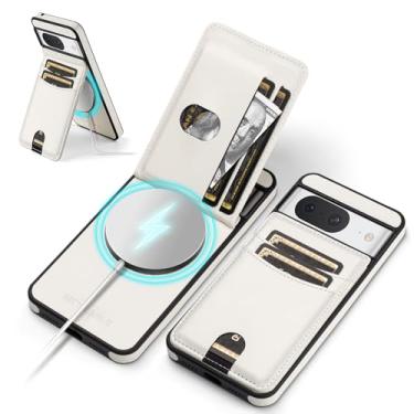 Imagem de SkyEagle Capa carteira compatível com Magsafe para Google Pixel 8A com suporte para cartão de suporte, bloqueio RFID, compartimentos para cartão de crédito, couro PU, homens e mulheres, capa de