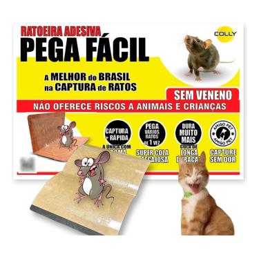 Imagem de Colly Armadilha Adesiva para Rato – Placa Pegajosa para Controle Doméstico de Roedores Adesivo Pega Gruda Cola Rato - Kit C/5 Unidades