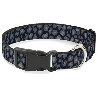 Imagem de Buckle-Down Colar com clipe de plástico - Cinza leopardo - 3,8 cm de largura - Serve em pescoço de 40,6 a 58,4 cm - Médio