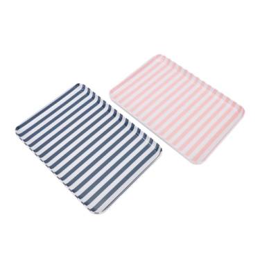 Imagem de Conjunto de Bandeja de Comida, 2 Peças, Ideal para café da manhã, Salada, Frutas, Sobremesa e Jantar, Bandeja de Plástico, Entretenimento Doméstico, Azul e Rosa