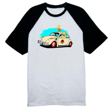Imagem de Camiseta Raglan Bart e Hommer no fusca do Jurassic Park - Alearts, M