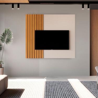 Imagem de Painel para Tv Ripado Boto 1.4 136x140x4,5 Cm Off White/Marrom