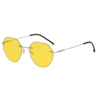 Imagem de Óculos de sol sem aro para dirigir à noite, masculino e feminino, óculos de sol da moda, óculos de sol fotocrômicos para dirigir, UV400, amarelo prateado, tamanho único