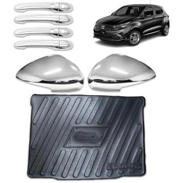 Imagem de Aplique Maçaneta Externa C/2 Keyless Par de retrovisor C/Pisca Protetor de Porta Malas Adáptavel para Argo 2018 2019 2020 2021 2022 Kit Cromado 4 Portas