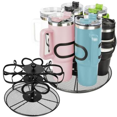 Imagem de Organizador de garrafa de água para copo Stanley 1,134 g, suporte giratório de armazenamento de copos Stanley HLC para armário de cozinha, organizador de canecas de aço carbono durável