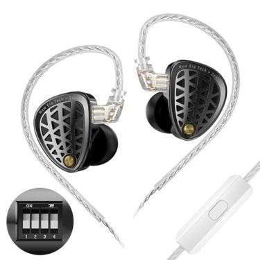Imagem de KZ Zenith Fone de ouvido HiFi ajustável, driver dinâmico ultra linear, fone de ouvido intra-auricular com fio 0,75 2 pinos Bassy IEM para audiófilos (com microfone, preto)